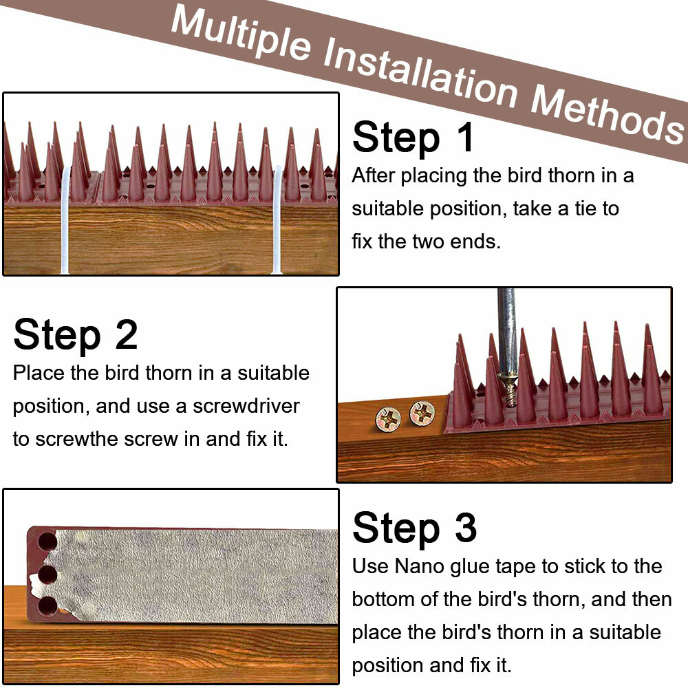 Cat Bird Repellent Spikes Outdoor Fence Spike Plastic Deterrent Climb Strips