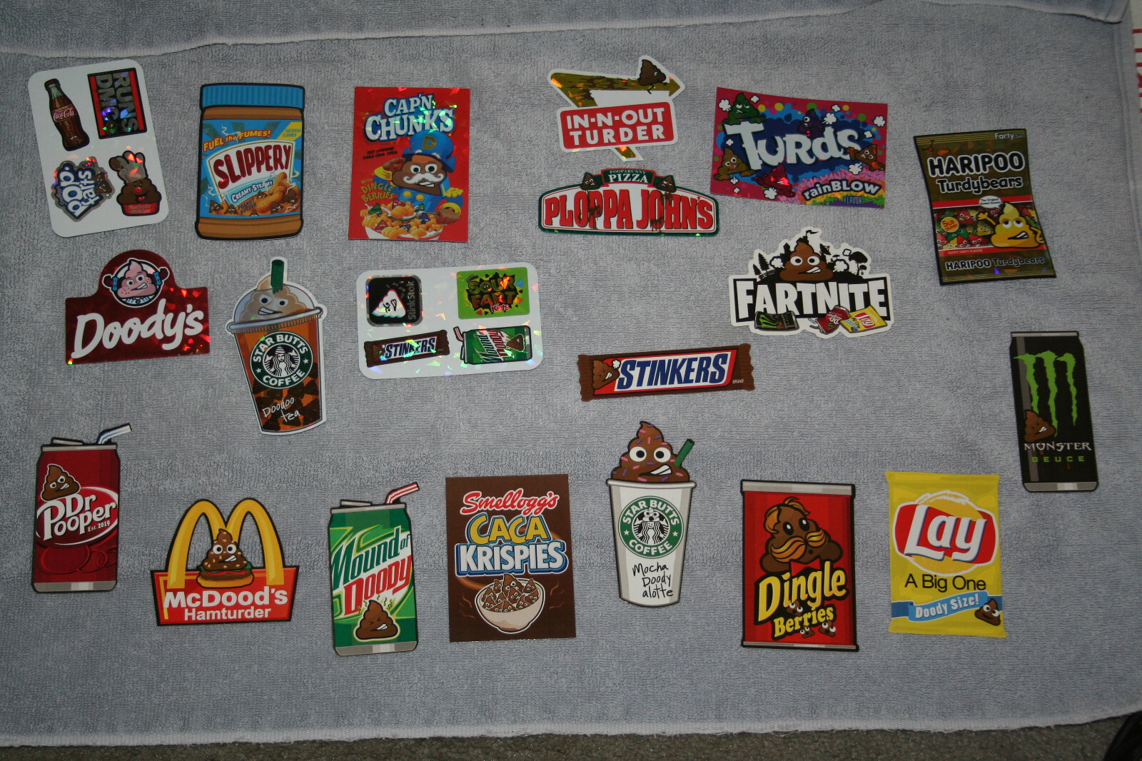 Junk Food Doody Stickers Set Of 20  Series 1&5 -Poop Emoji -Novelty food parody