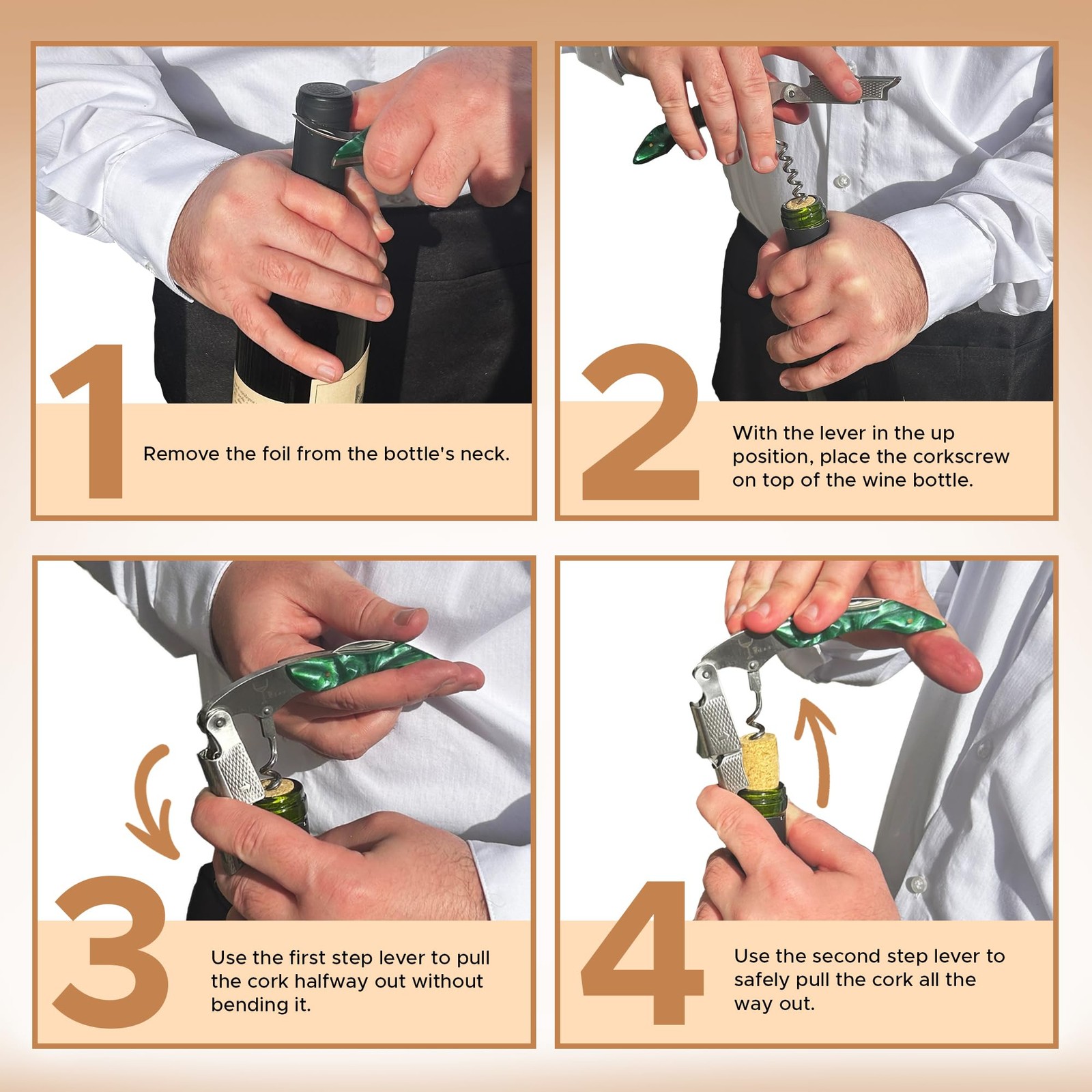 Wino Wine Key! - Professional Sommelier's Corkscrew Small, French Oak