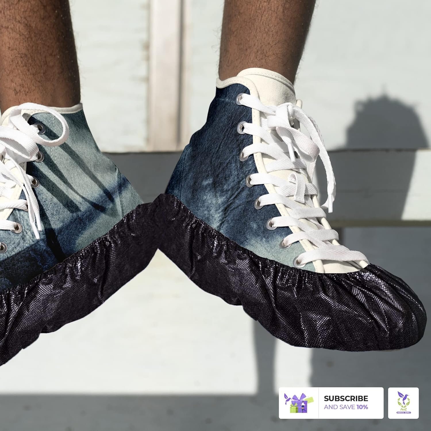 100x Black Disposable Shoe Covers Overshoes Protector Plastic