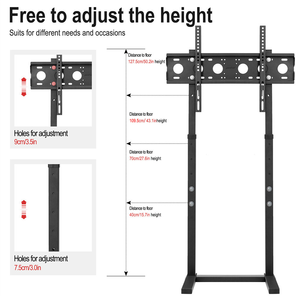 Free Standing Floor TV Stand Portable TV Mount Height Adjust 32"-100" No Drill