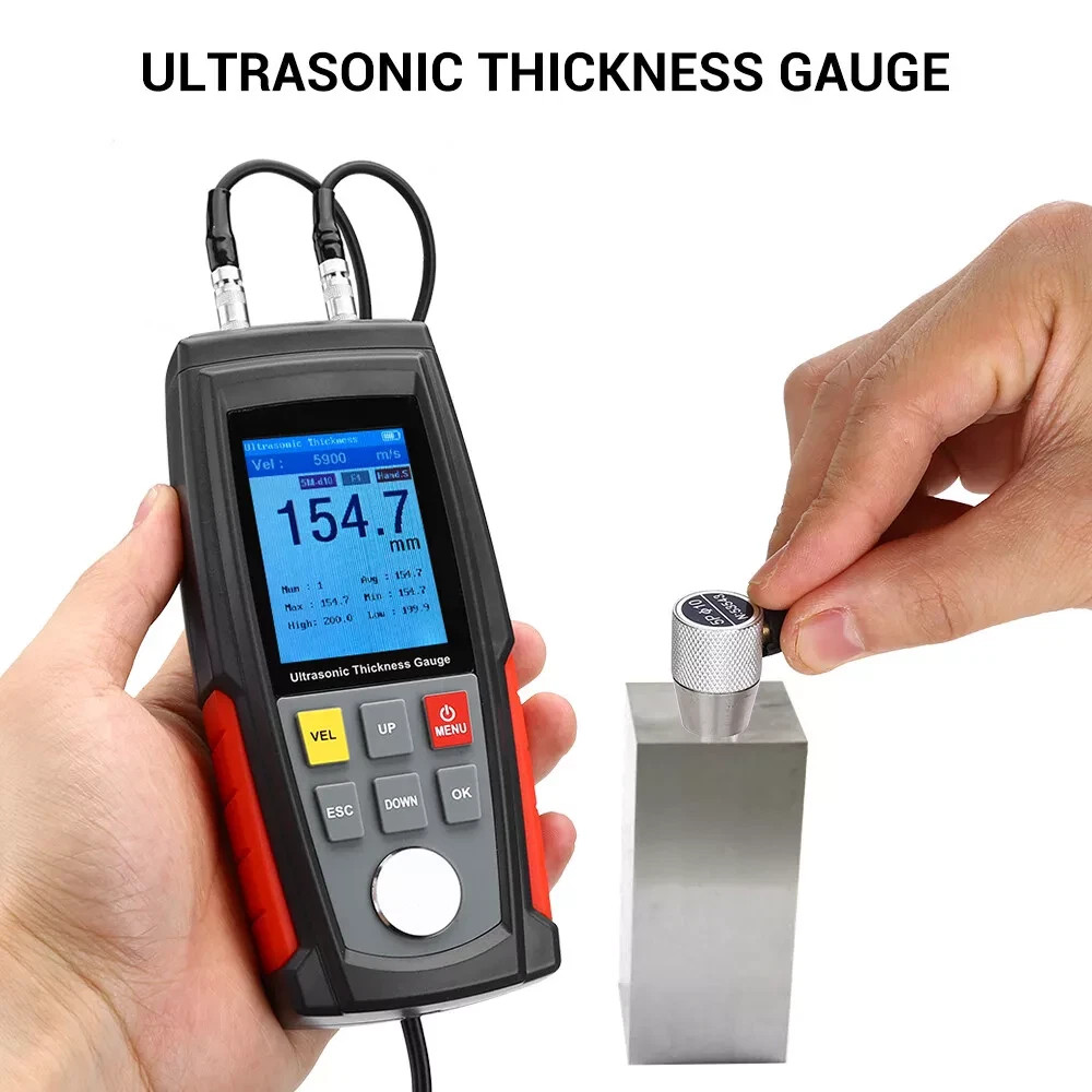 Digital Ultrasonic Thickness Gauge Tester 0.039 to 11.81 in For Metal Cast Iron