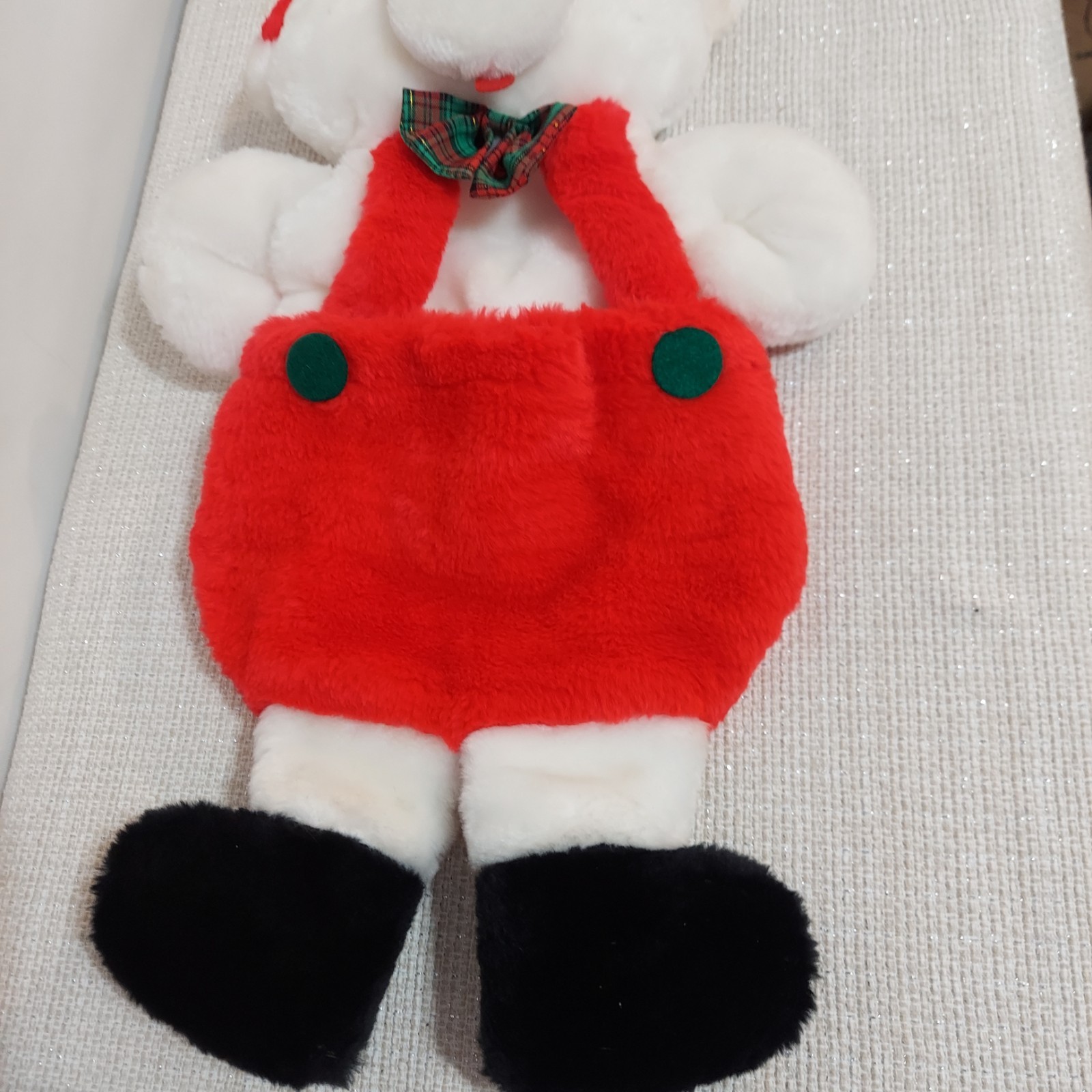 Vintage Santas Best 20" White Teddy Bear 1980s Christmas 3D Stocking Plush