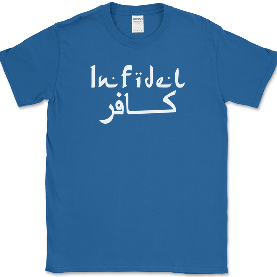 INFIDEL T-SHIRT Funny Military Humor Patriot America USA Novelty Tee