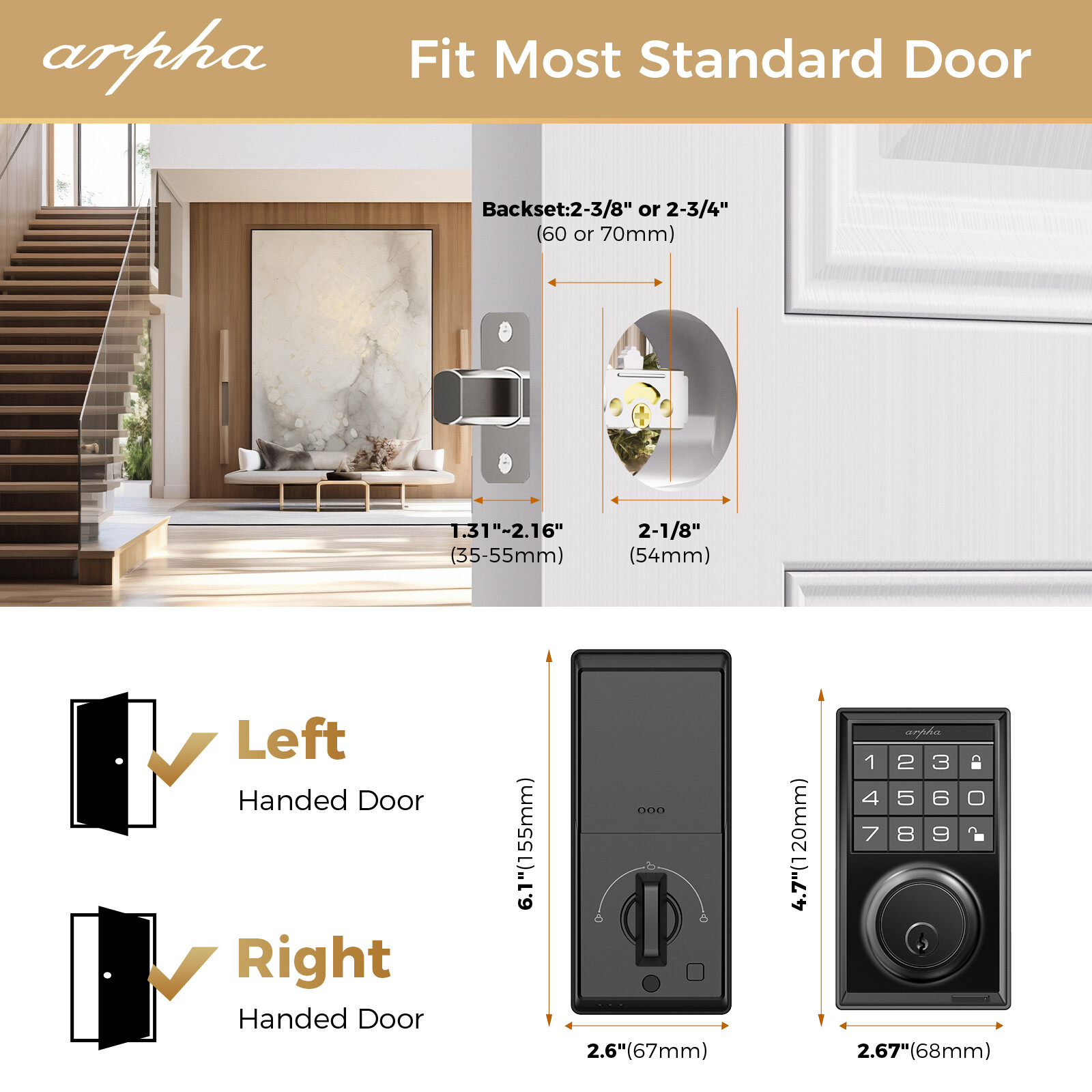 ARPHA D100 Keyless Smart Door Lock Anti-Peeping Password Electronic Keypad Entry