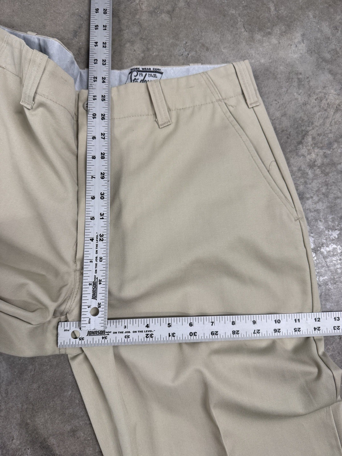 Vintage 1960s 1970s Workwear Slacks Trousers Men 35x30 Tan Sta-Prest Pants NEW