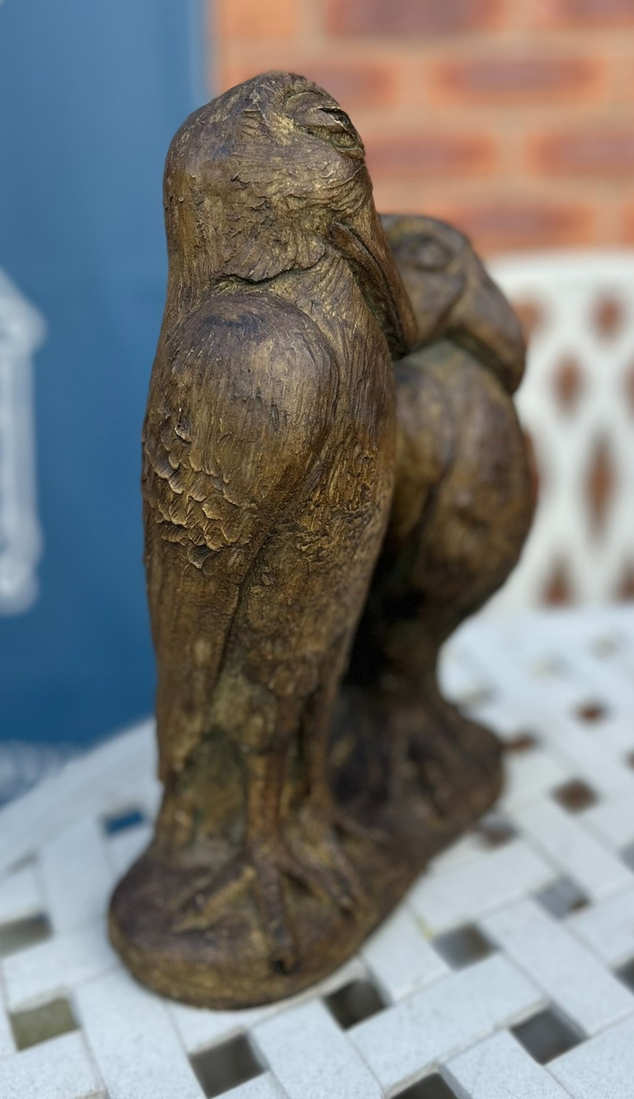 Martin Brothers Style Double Wally Bird Stone Garden Statue