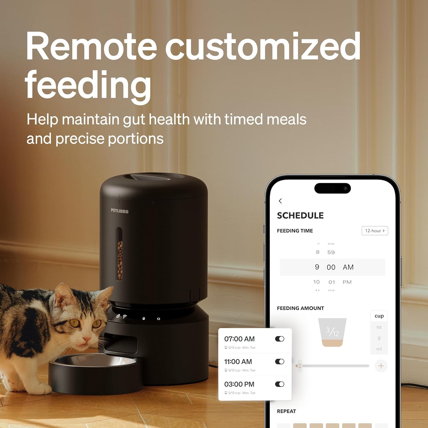 PETLIBRO Automatic Cat Feeder, 5G WiFi Automatic Dog Food Dispenser 5L Timed NEW