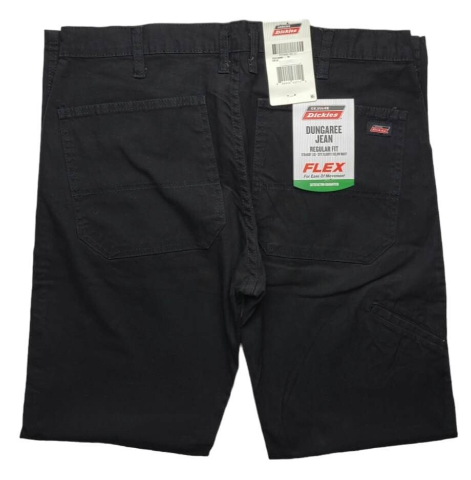 Genuine Dickies #11366 NEW Men Black Regular Fit Straight Leg Flex Dungaree Jean