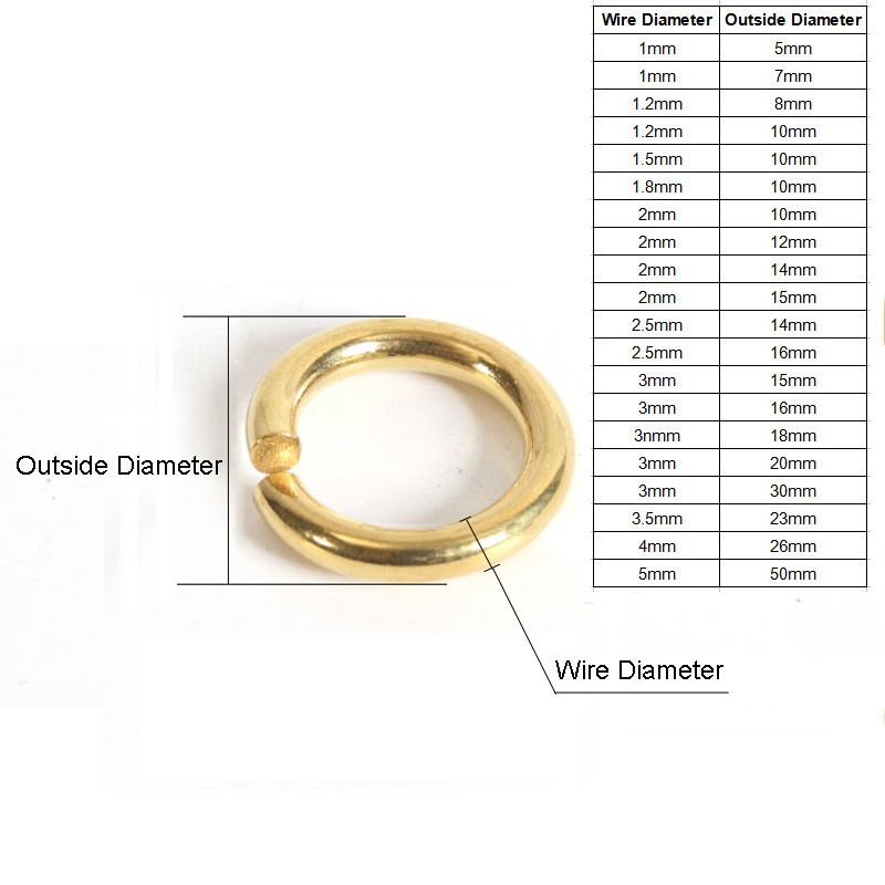 5 7 8 10 12 14 15 16 18 20 23 26 30 50mm Solid Brass Open Jump Rings Link Loops