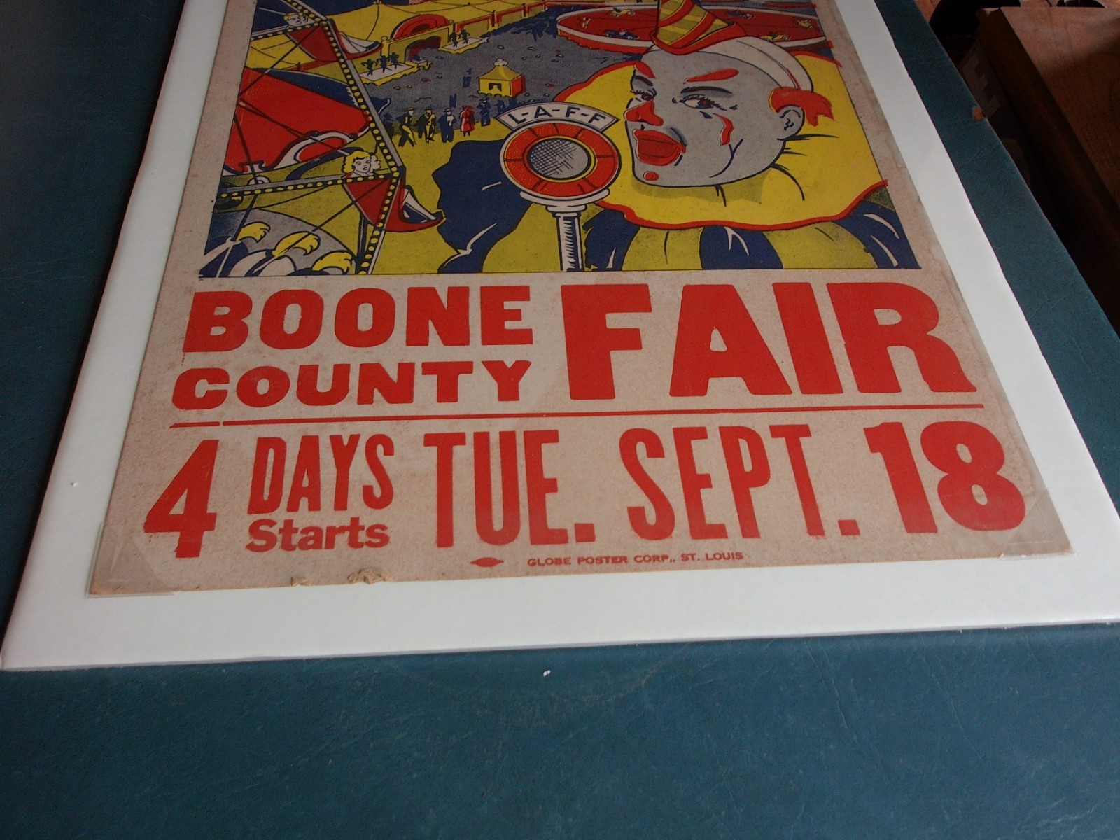 Vtg 70's Boone County Fair International Shows Poster Clown Circus Lot 26-4-20