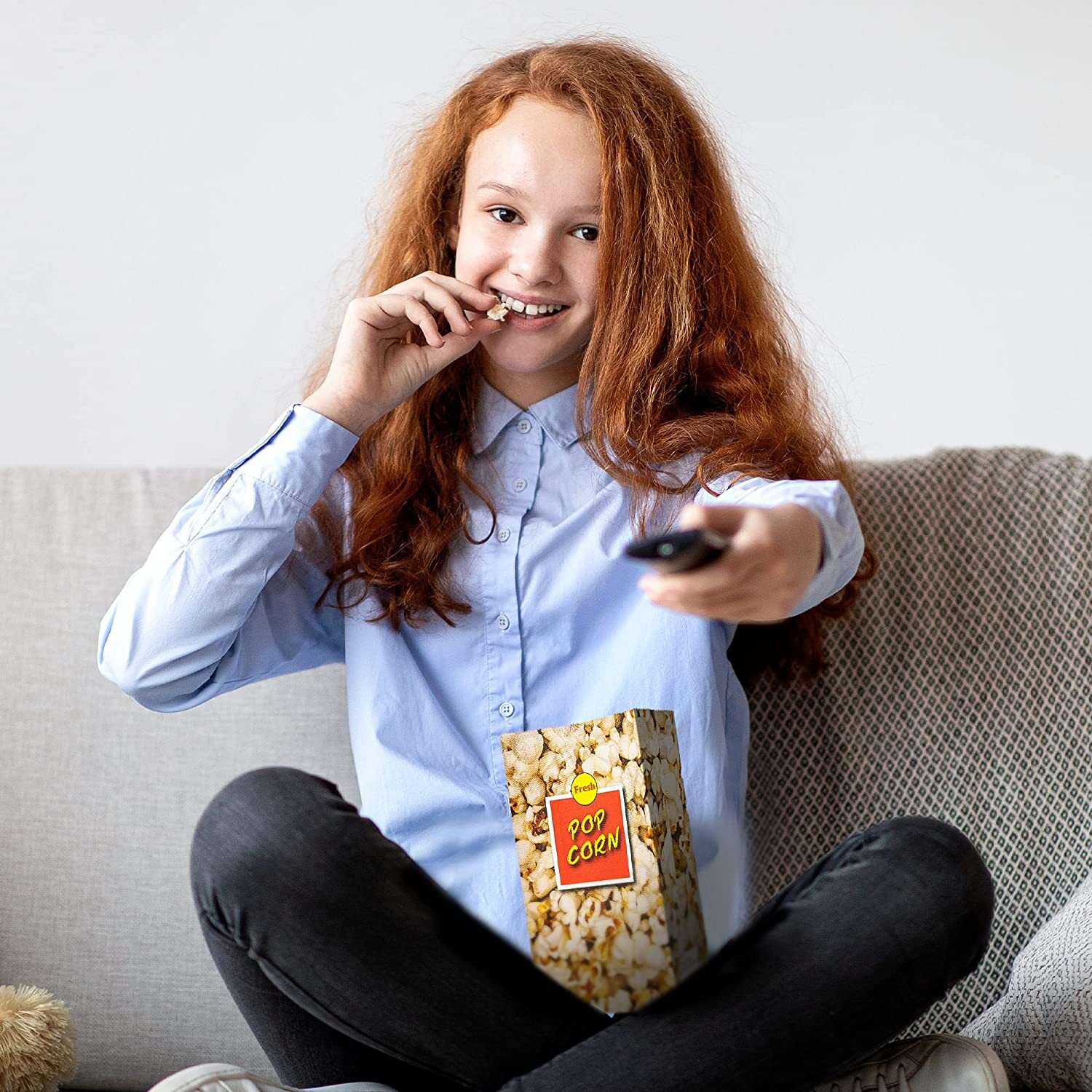 MT Products Popcorn Bags - 46 oz Popcorn Holders with Flat Bottom - Pack of 50