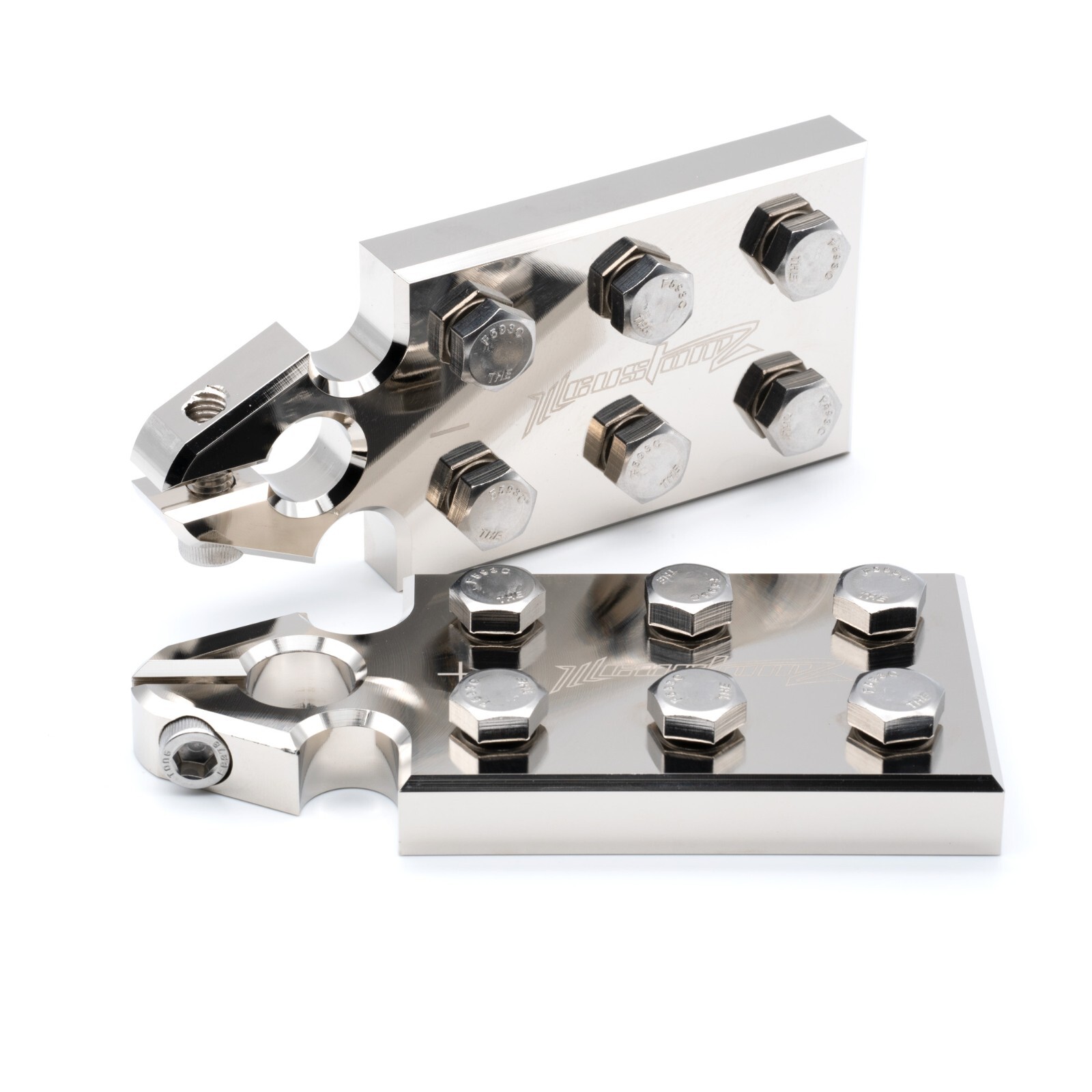 Pair ILL Customz 6 Spot Flat Lug Battery Terminal SAE Top Post Clamp