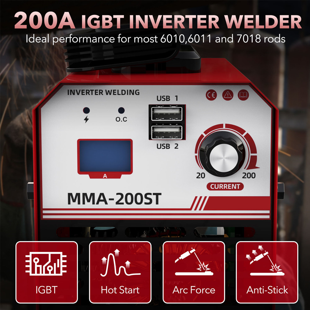 200A Stick Welder, 110V Portable ARC Welding Machine with Digital Display & IGBT