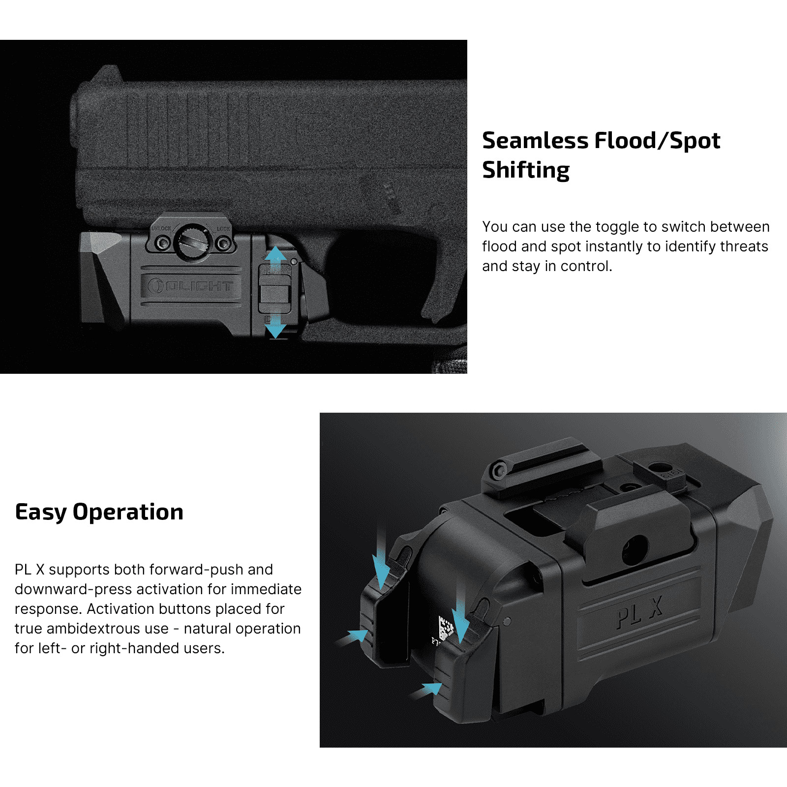Olight PL X Tactical Weapon Light, 1200 Lumens, Dual Beams, Floodlight/Spotlight