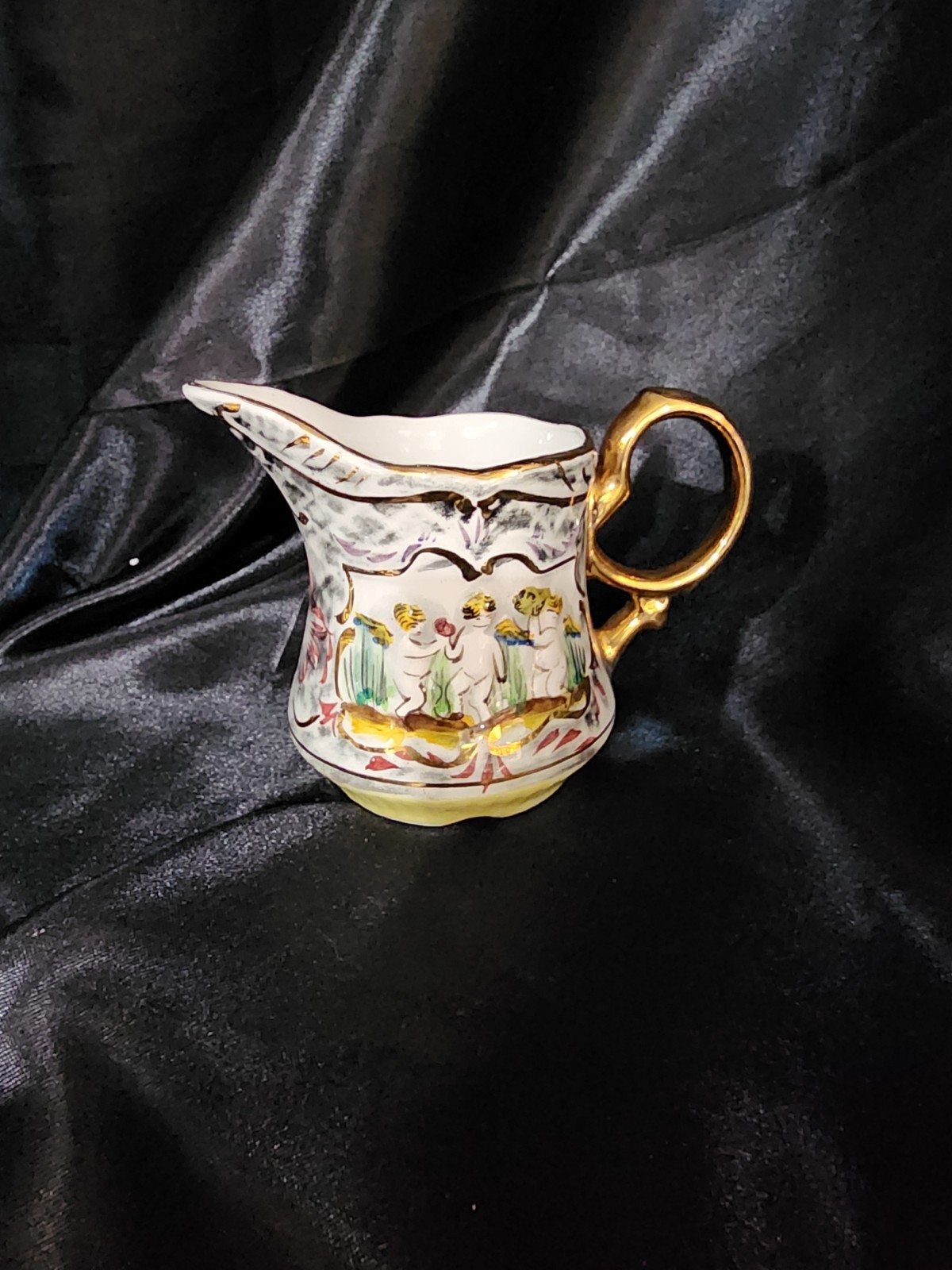 Vintage Pereiras Valado Porcelain Coffee Tea Set hand painted Portugal Cherubs