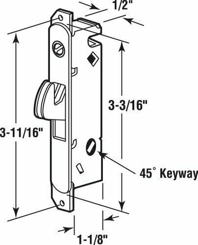 NEW Sliding Patio Door Steel Mortise Lock Round Face Prime-Line E2014 Adjustable