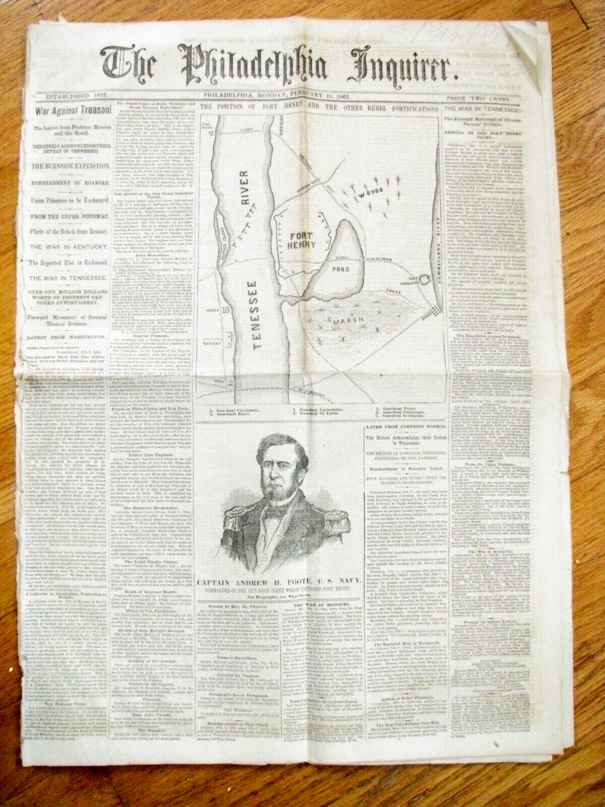 CIVIL WAR FORT HENRY KENTUCKY & FORT DONELSON  TENNESSEE ILLUS MAP NEWS