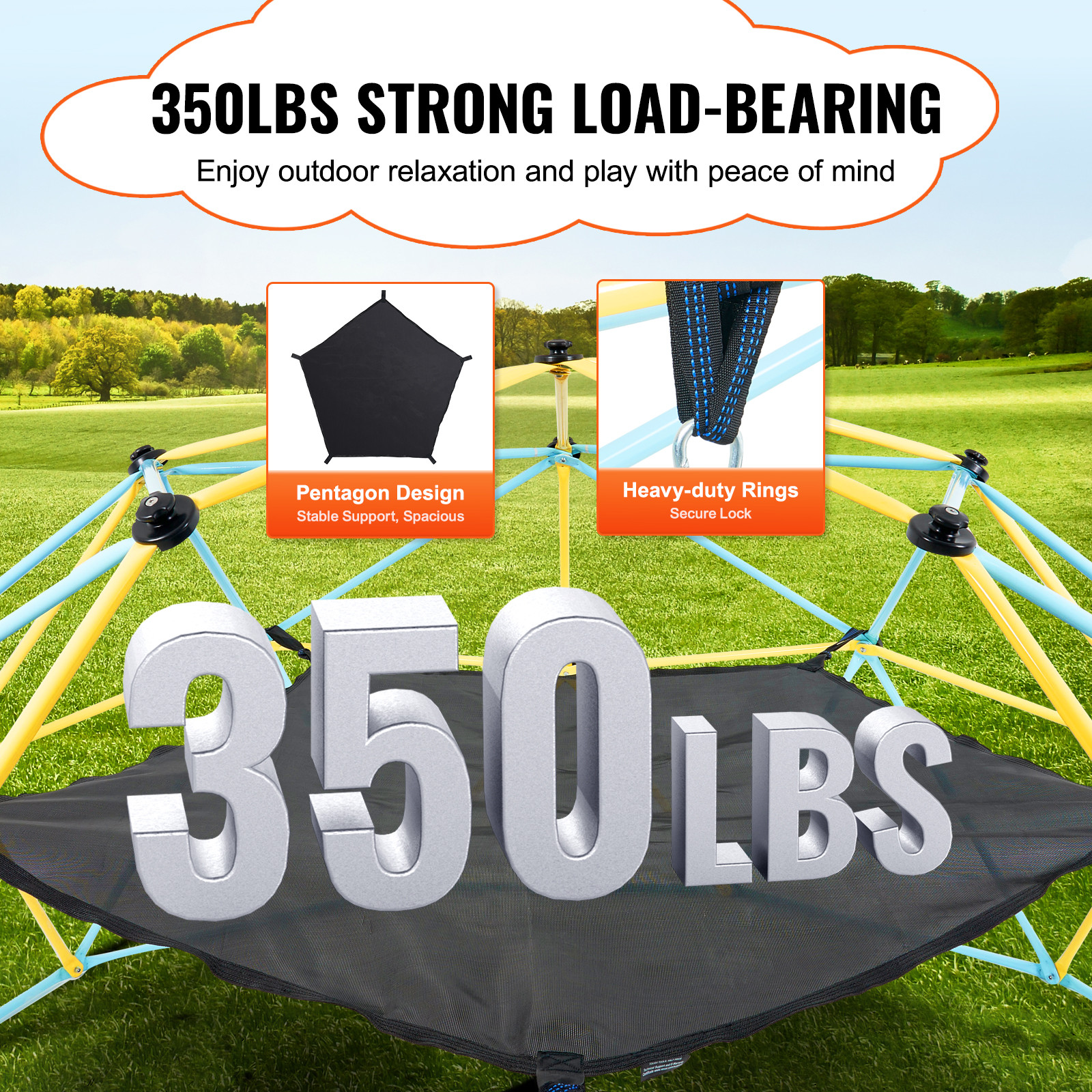 VEVOR Dome Climber Hammock Accessory for 10ft Climbing Dome 350 lbs Load-Bearing