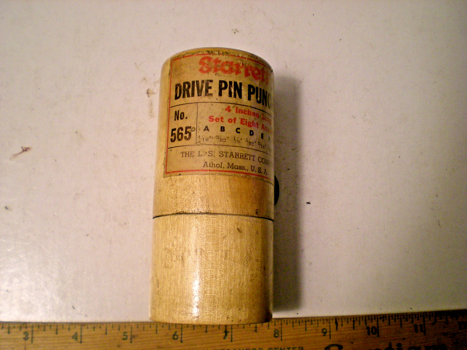 Starrett No. 565 Drive Pin Punch Set With Wood Case