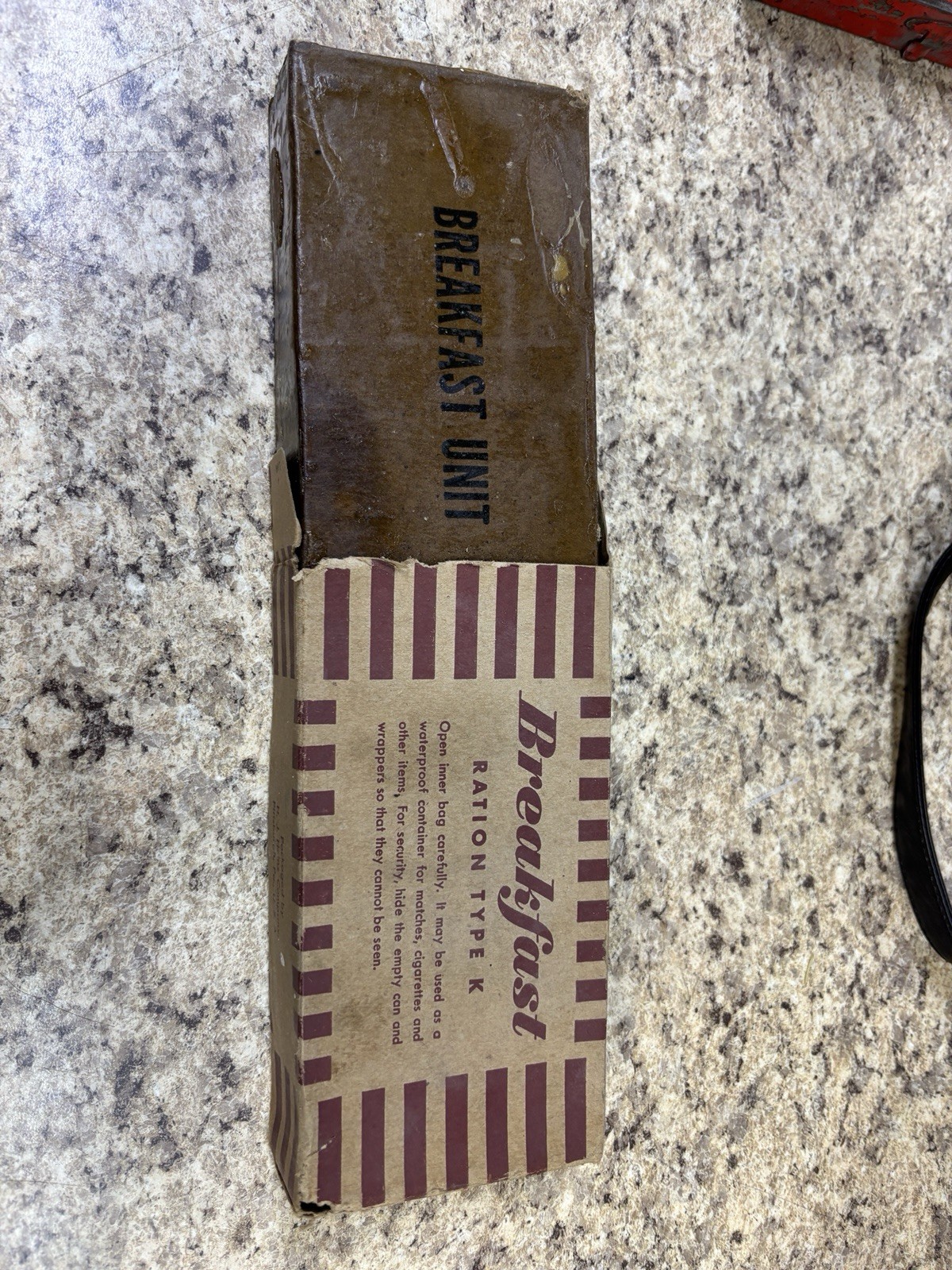 Vintage WW2 US Army Field Ration K Breakfast Unit Sealed Doughboy K Ration.