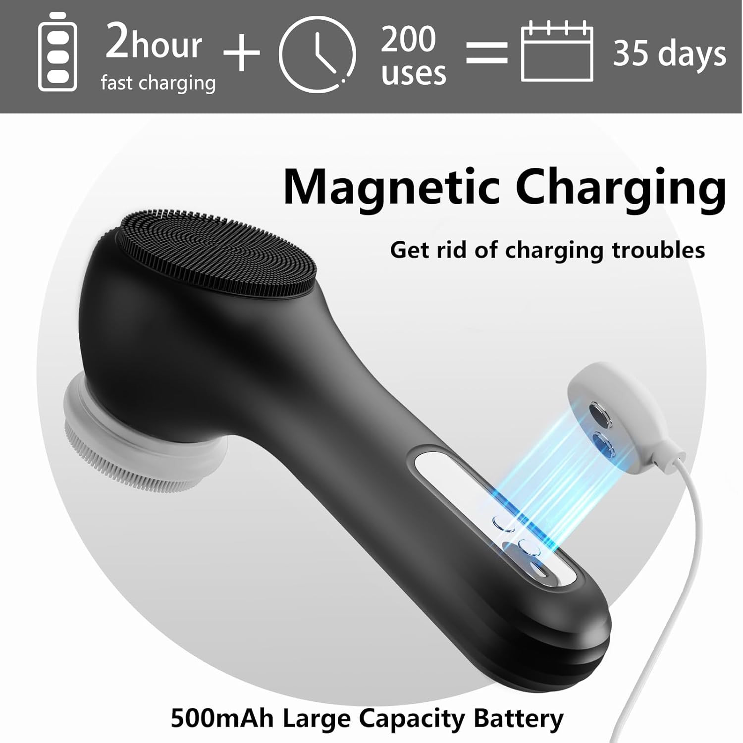 Vibrating and Rotating Face Scrubber Waterproof Rechargeable Facial ...