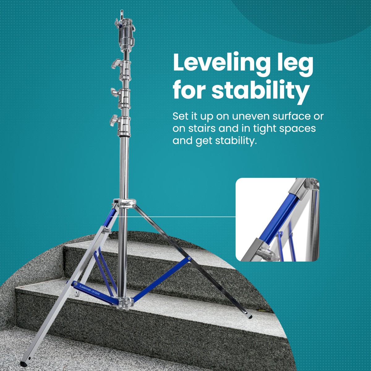 Flashpoint 13.3' High Cine Stand Pro with Combo Head, Silver, Bundle with 3x Whe