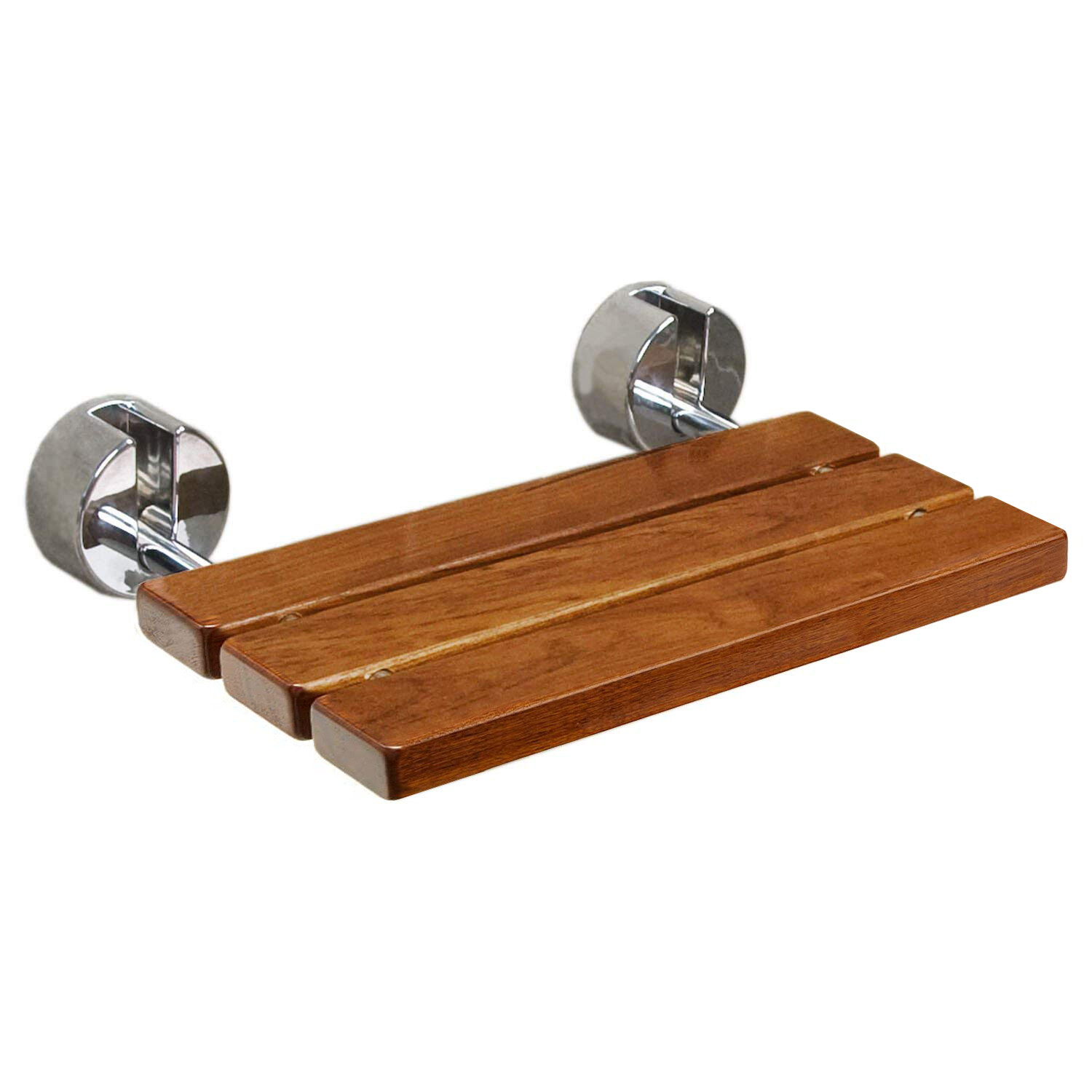 Clevr 20in Teak Folding Shower Seat Bench Wall Mount, New
