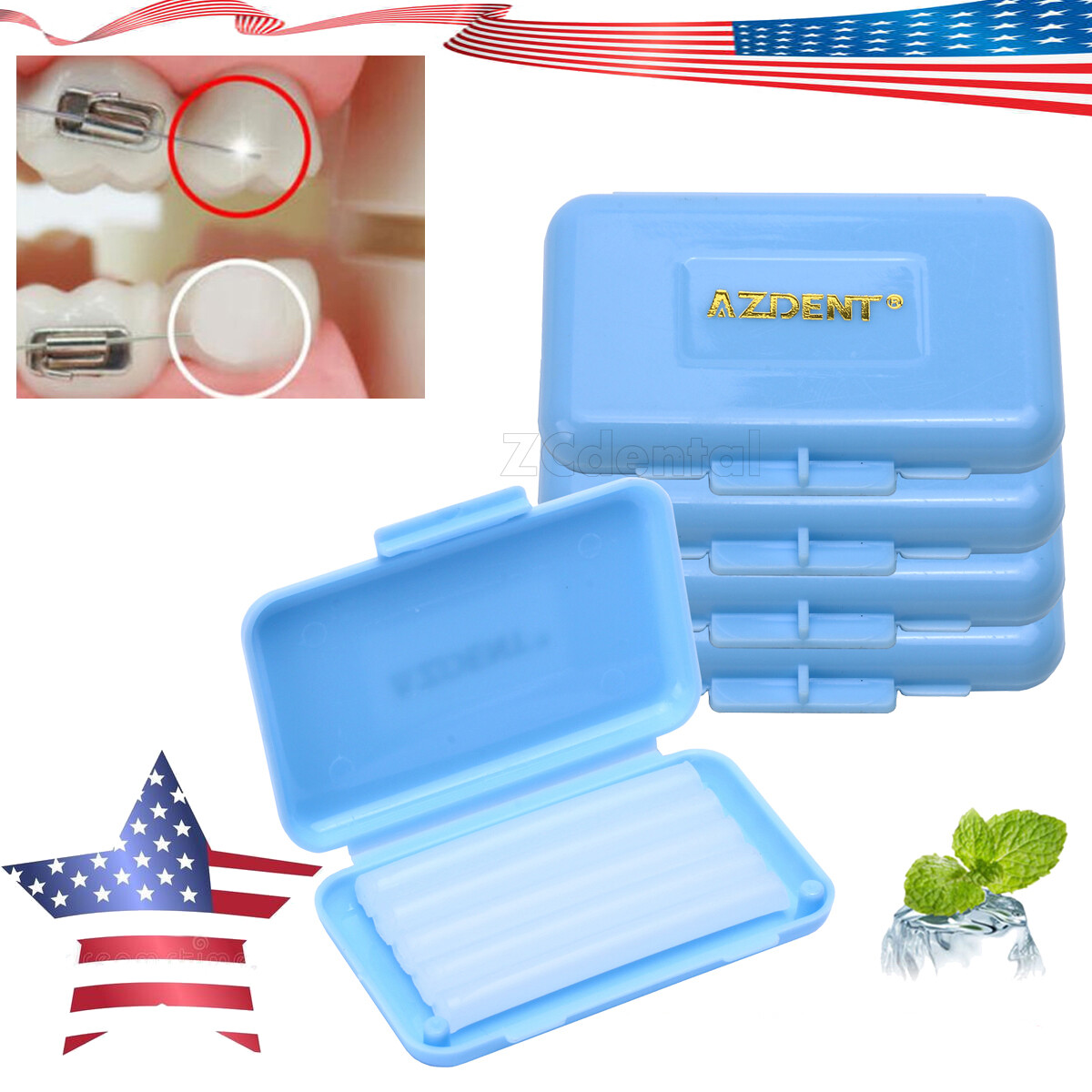 Cera de ortodoncia dental aroma a menta para aliviar la irritación de las encías