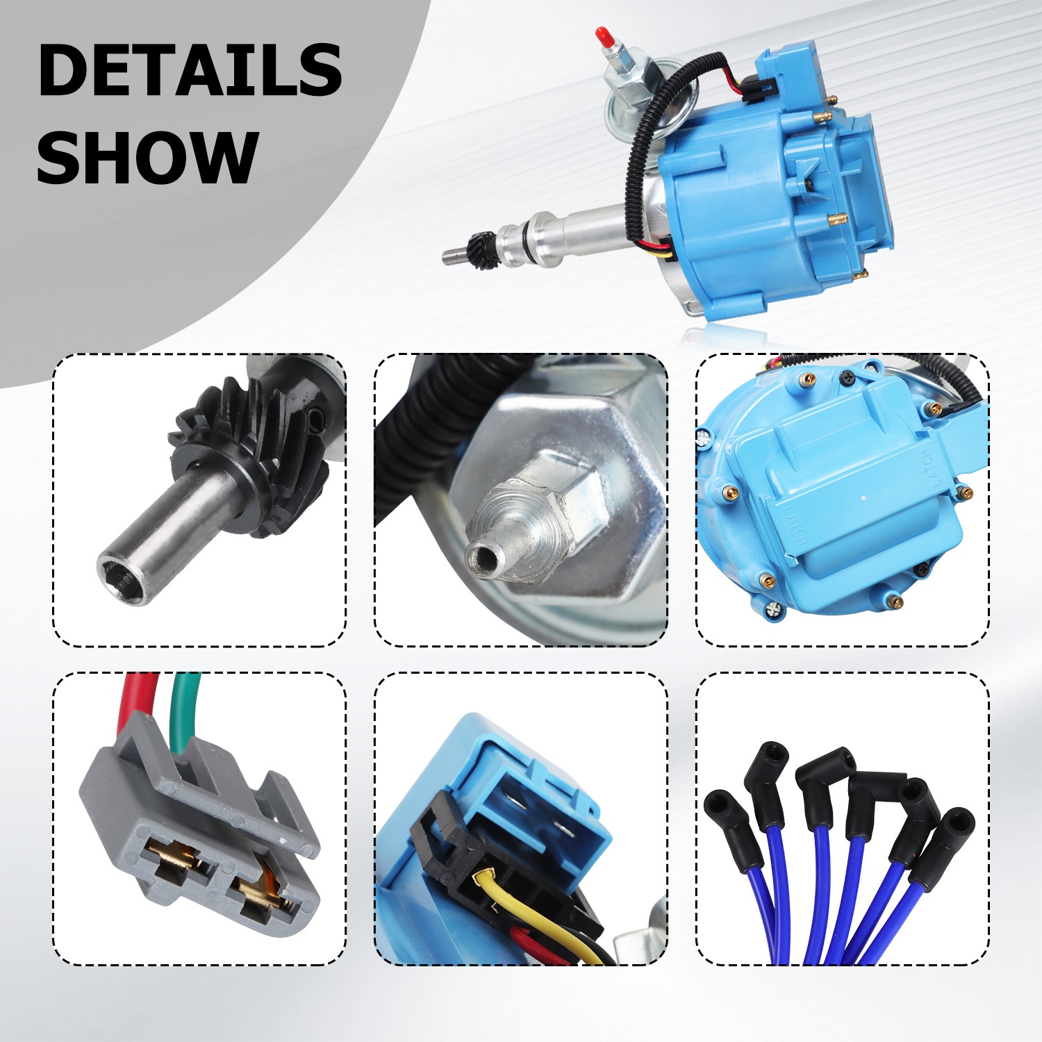 Hei Distributor Upgrade + 8mm Hd Plug Wires for Ford Inline 6 Cyl 170 200 250