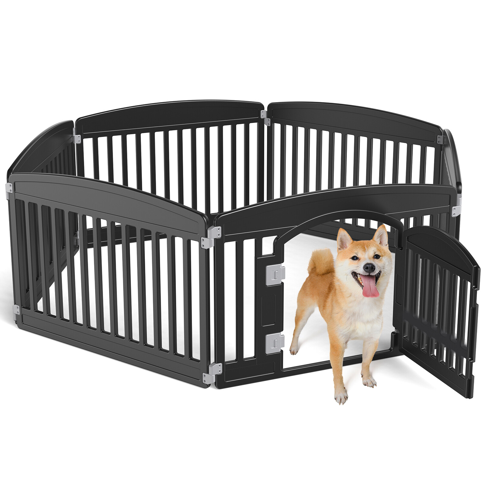 Dogs Cat Playpen Pet Fence Sturdy Plastic - Safe Lockable Door - Indoor Outdoor