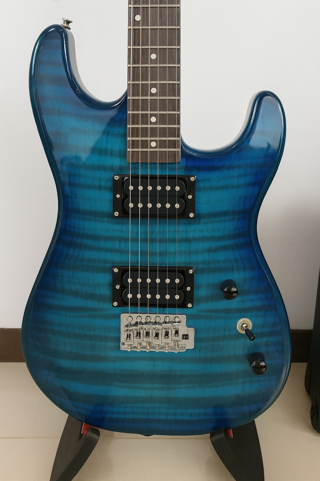 Full-Size Blue Electric Guitar Starter Package with 20-Watt Amp and Accessories