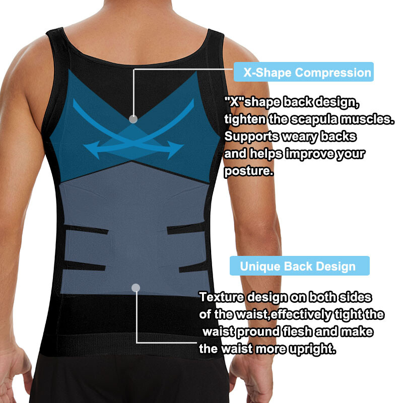 Mens Body Shaper Belly Chest Compression Shirt Slimming Tank Top Abs Girdle Vest