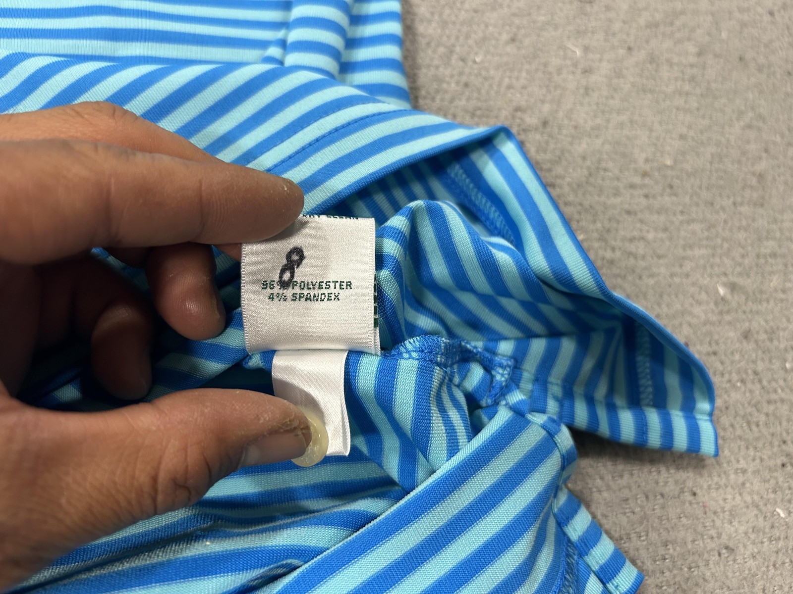 Masters Tech Shirt Polo Mens Medium Blue Stripe Golf Augusta National Logo