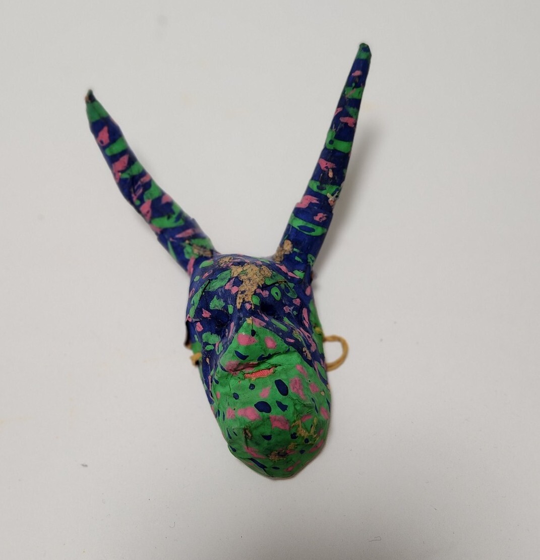 Vintage Artist Made Hand Made Paper Mache Mask Mexico Folk Art