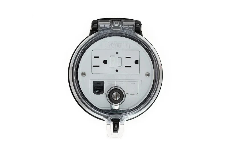 Panduit DAP4BC-G0-6, Data Access Port 4" Base, GFCI Outpet, CAT6 Coupler