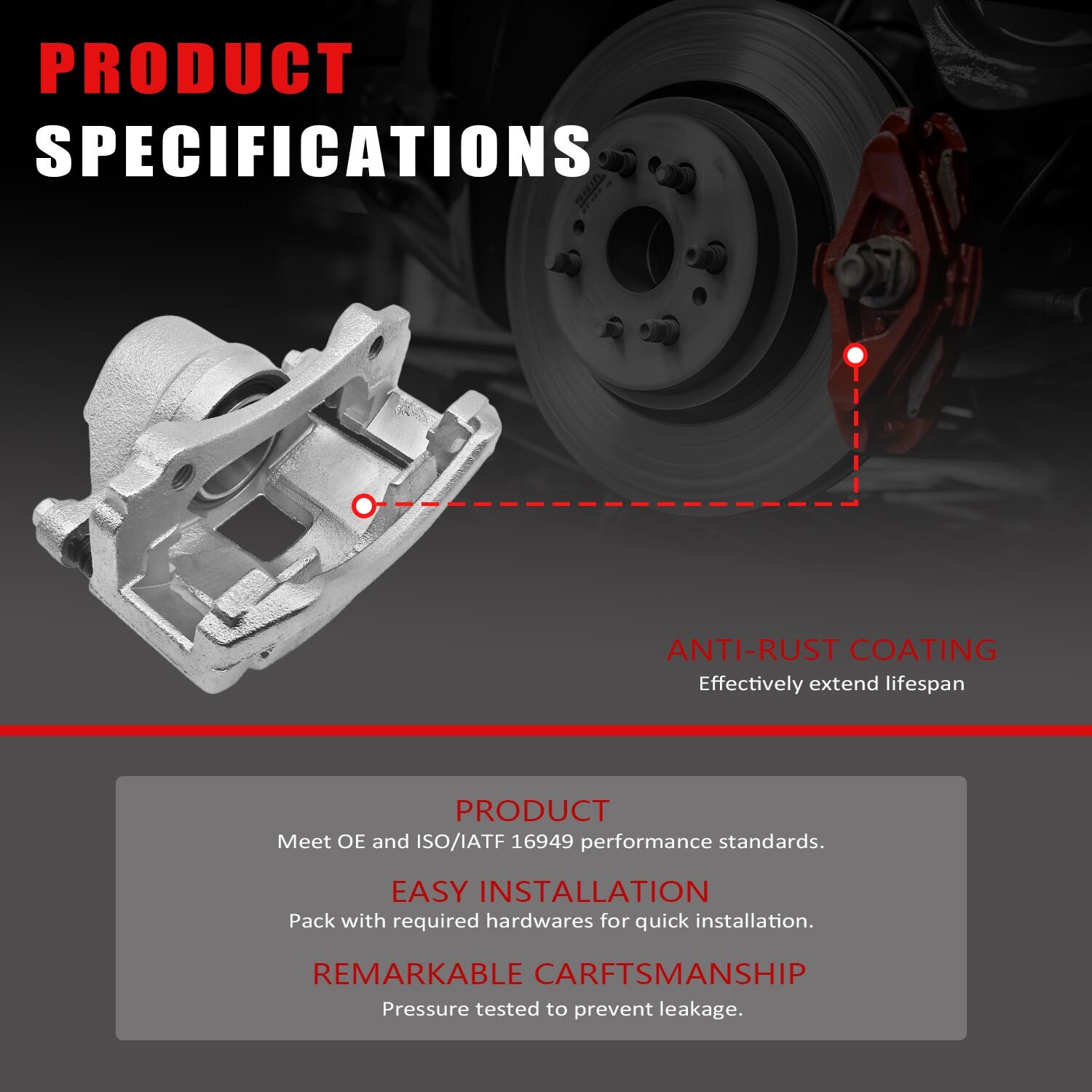 Rear Brake Calipers w/ Bracket Pair 2 for Chevy Silverado 1500 Classic GMC Yukon