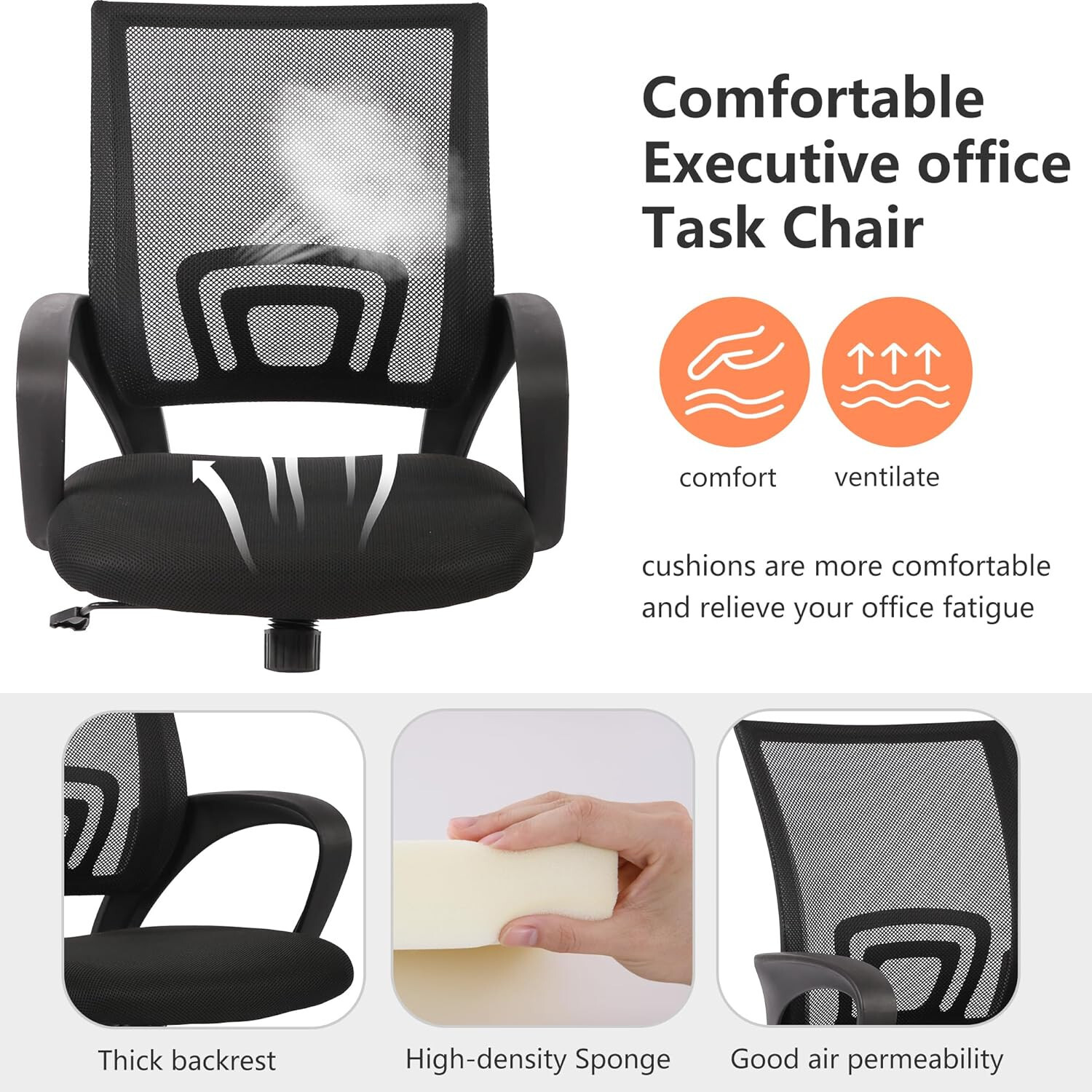 Home Office Chair Desk Computer Chair Adjustable Ergonomic with Lumbar Support