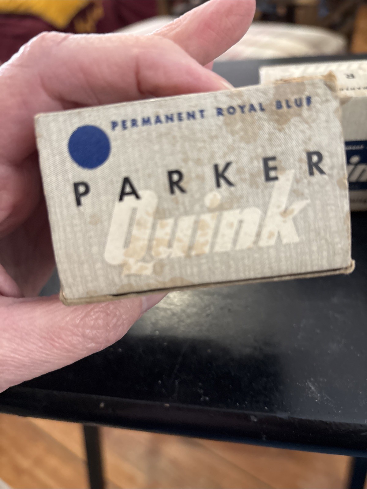 2 Parker Quink Vintage Blue Black & Royal Blue Fountain Pen Ink NOS Full New 50s