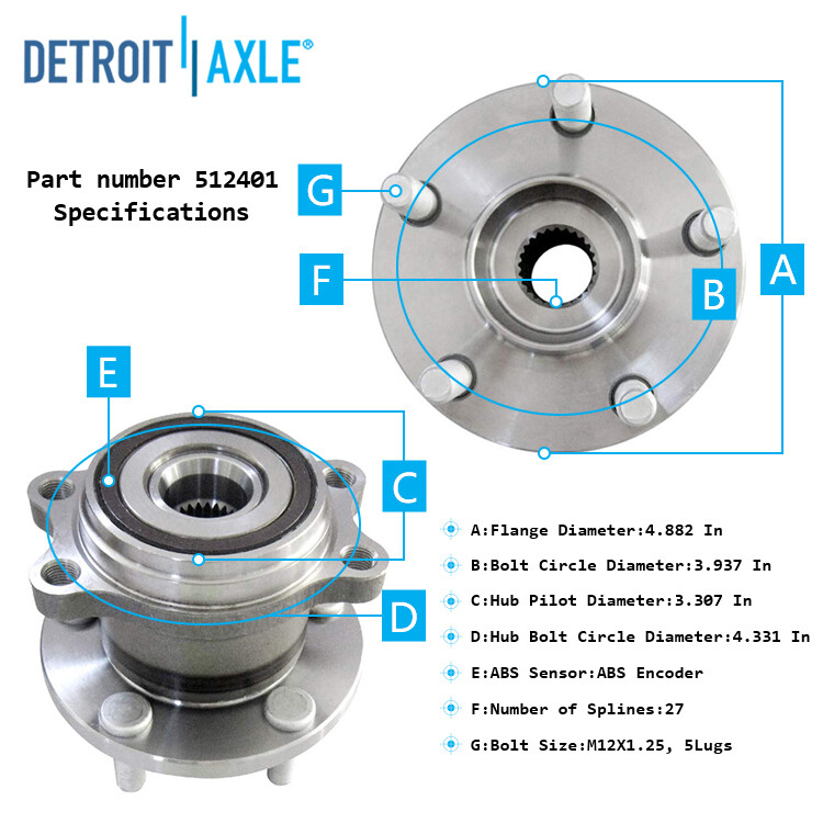 Front & Rear Wheel Hub & Bearings for 2009 2010 2011 2012 2013 Subaru Forester