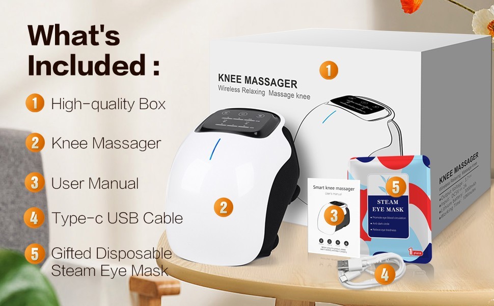 Wireless Knee Massager with Heat Vibration Massage LED Screen Infared Therapy