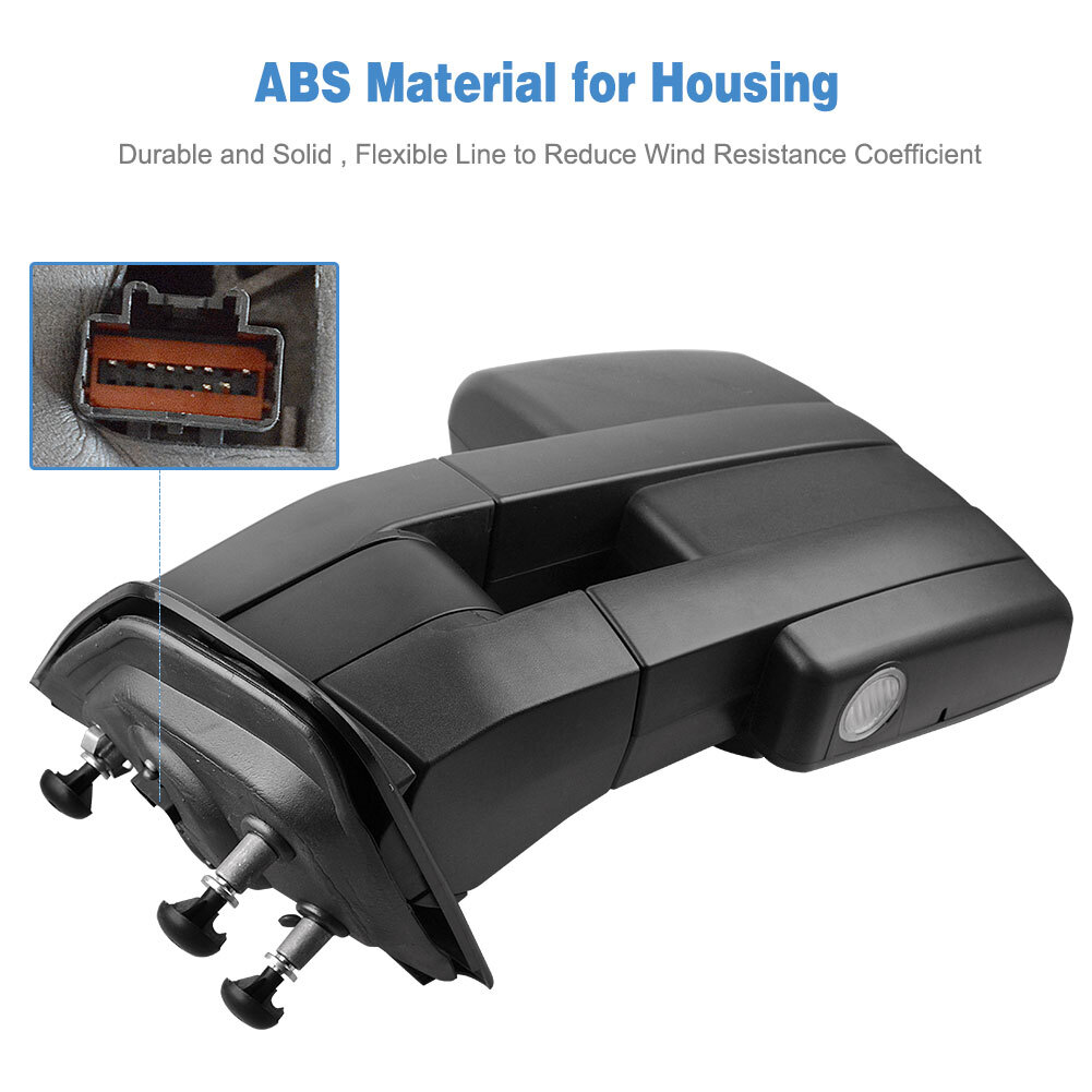 Left + Right Power Heated Puddle Light Tow Mirrors For 07-14 Ford F150 Pick up