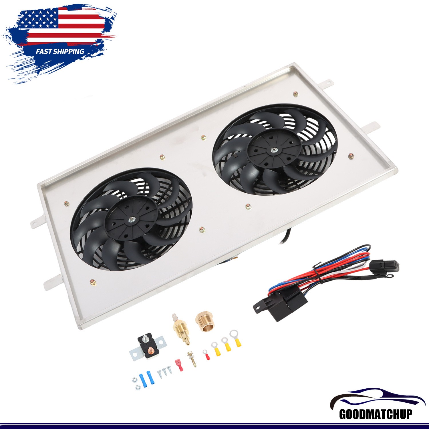 Radiator Electric Fan+Shroud+Relay for 1999-2012 Chevy Silverado 1500 2500 Tahoe