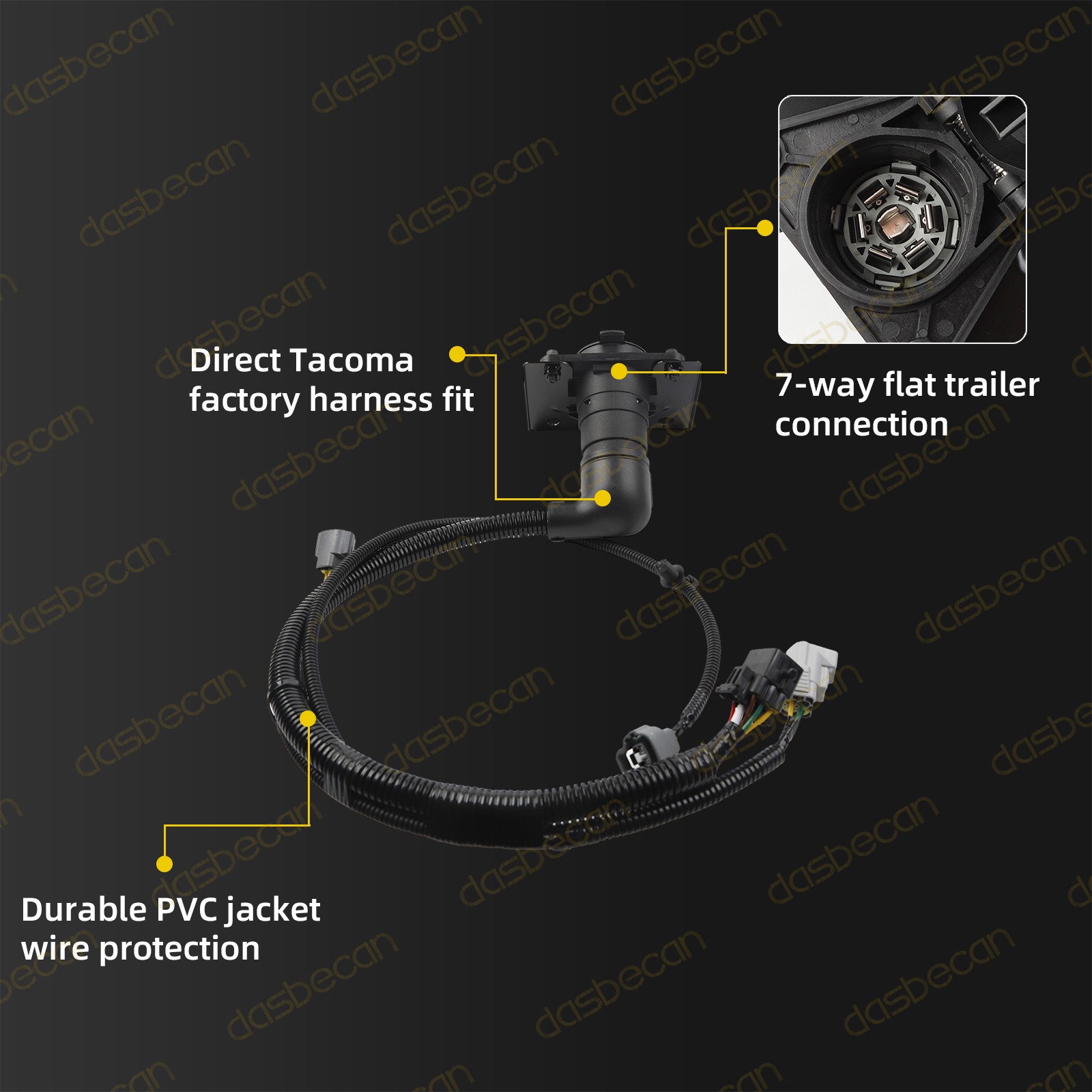 Trailer Tow Hitch Wiring Harness 7pin For Toyota Tacoma 2005-2015 82169-04010