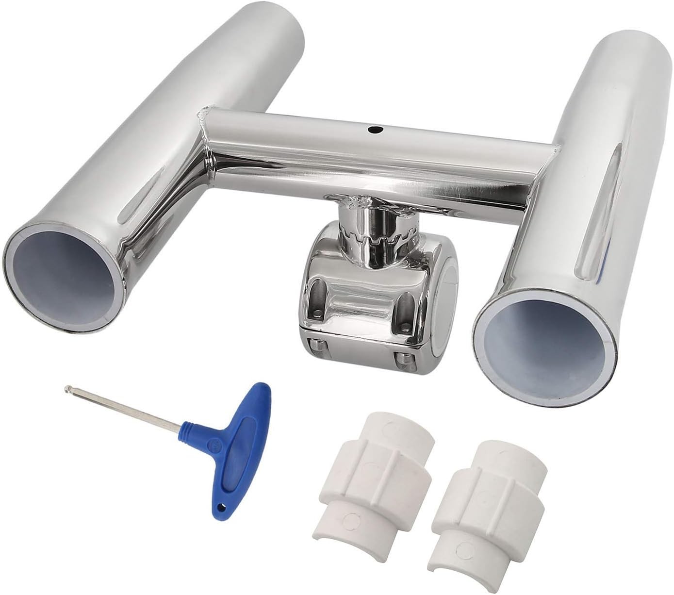 2 Pack 2 Tube Stainless Steel Boat Fishing Rod Holder for 1"–1.26" Adjustable