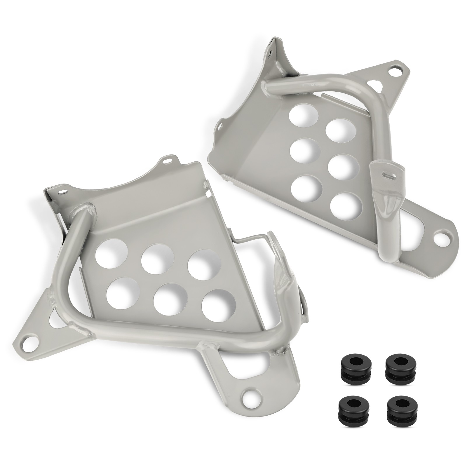 Left & Right Heel Guards Footrest For Yamaha Blaster 200 YFS200 1990-2006 Silver