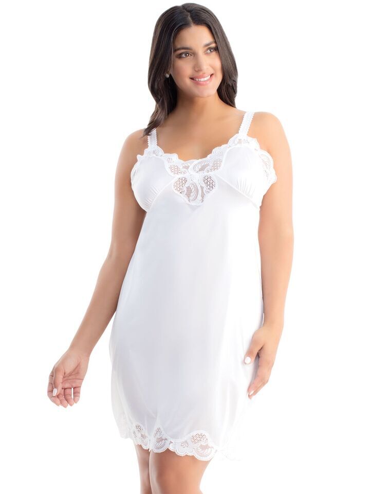 Antistatic adjustable strap lace inset full length slip S-6X choice of 3 colors