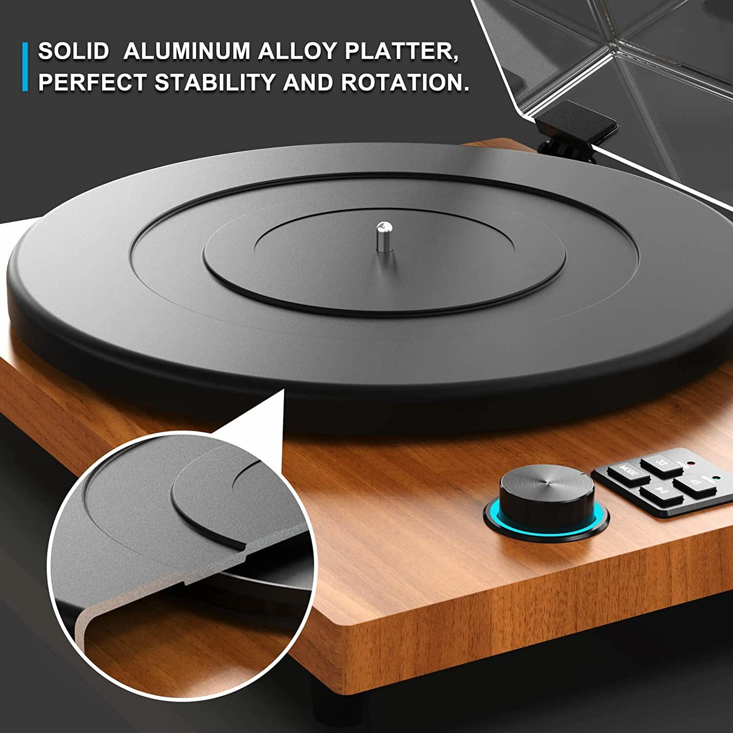Vinyl Record Player Wireless Bluetooth Turntable HiFi System Magnetic Cartridge