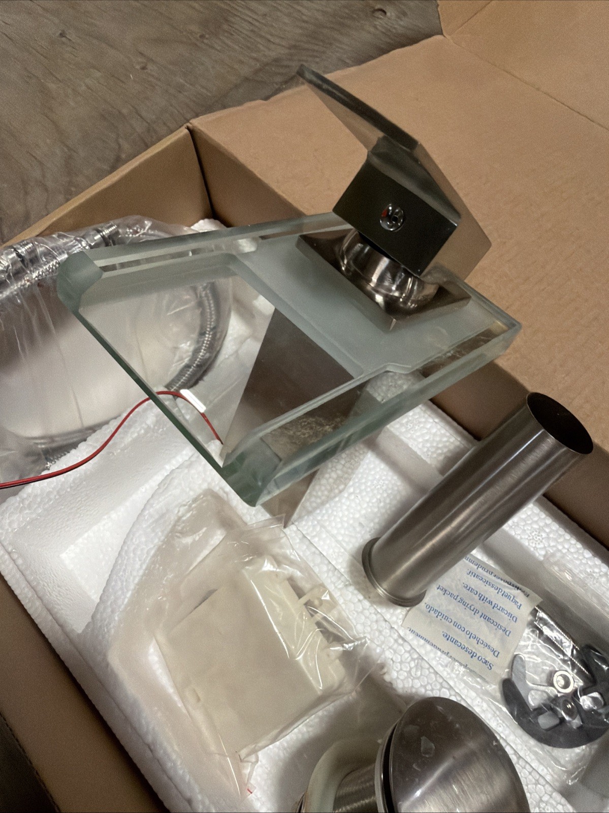 Faucet Glass Spout Waterfall Bathroom Basin Mixer Sink Taps Light FOR PARTS ONLY