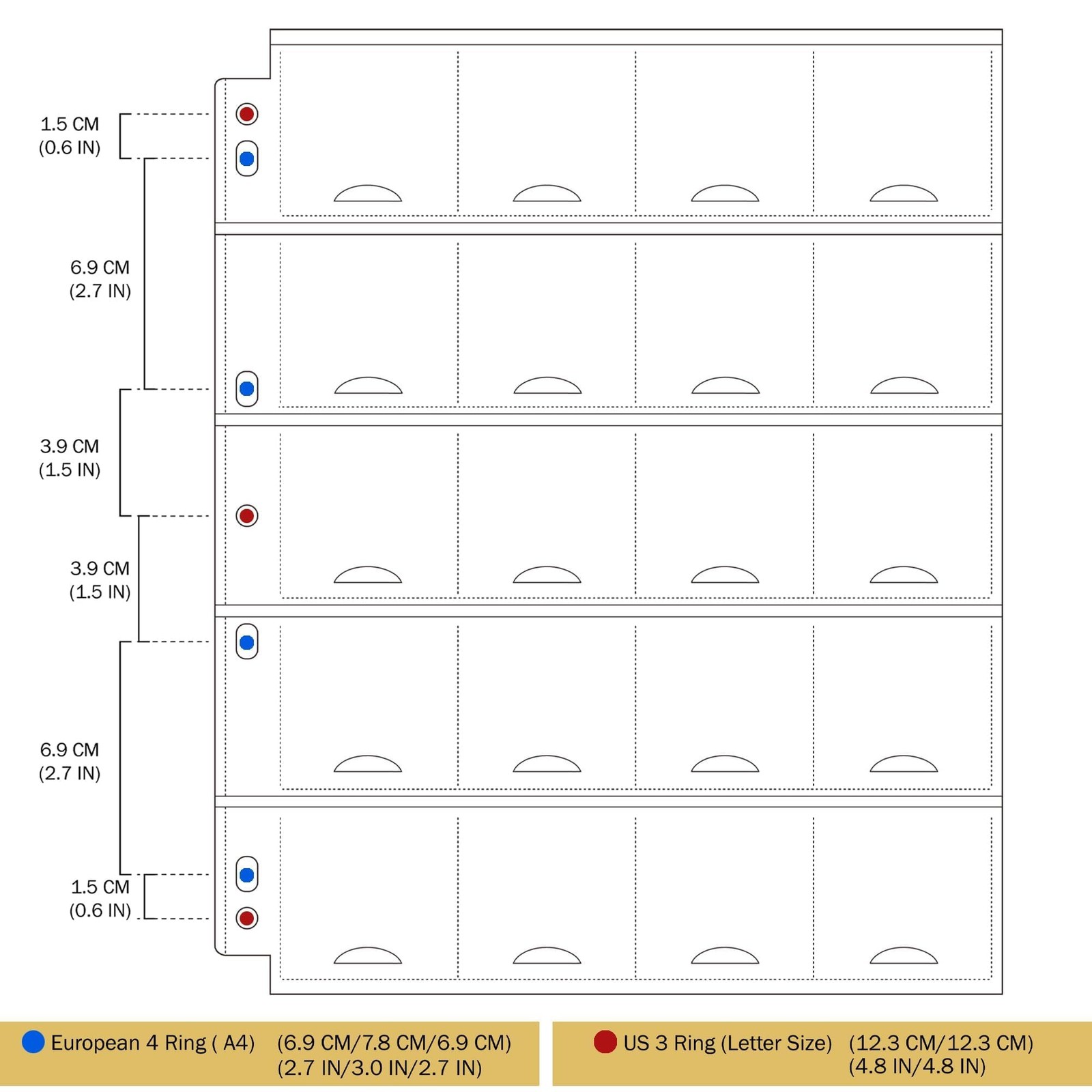 30 Sheets Uncle Paul Coin Binder Sheets 2" x 2" Coin Flips - 600 Pockets 7 Holes